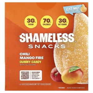 Shameless Snacks, жевательные конфеты, со вкусом чили и манго, 6 пакетиков по 50 г (1,8 унции) (Товар снят с продажи) 