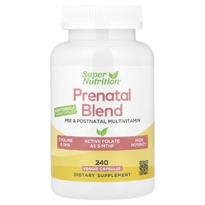 Super Nutrition, мультивитамины для беременных, с суперзеленью, комплексом специй, витамином C, холином и фолатом, 240 растительных капсул