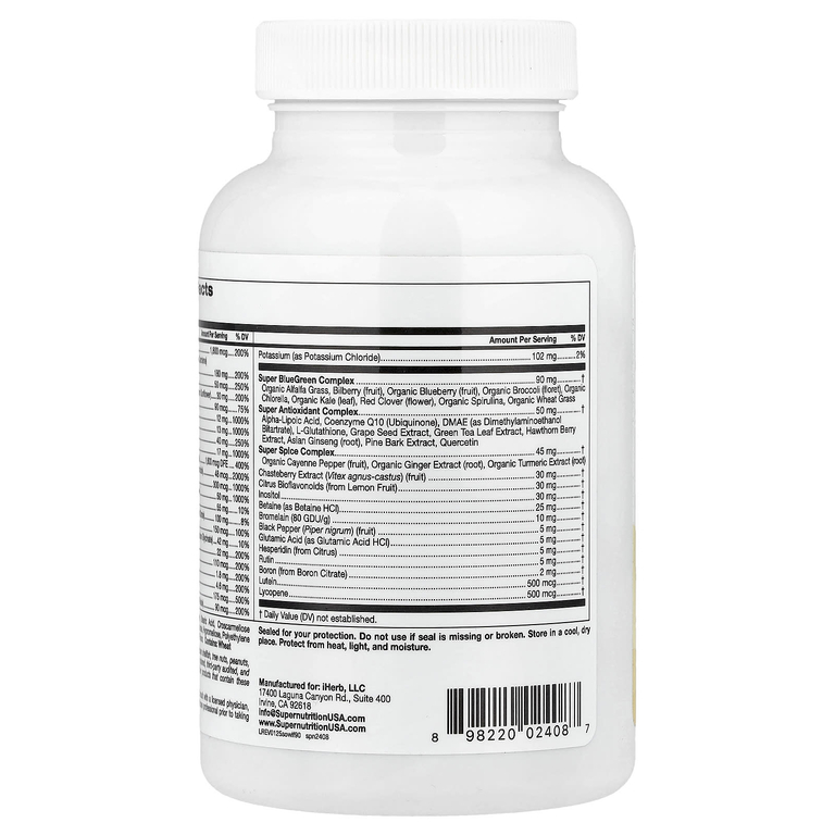 Super Nutrition, Simply One®, мультивитамины с суперкомплексами для женщин, без железа, 90 таблеток