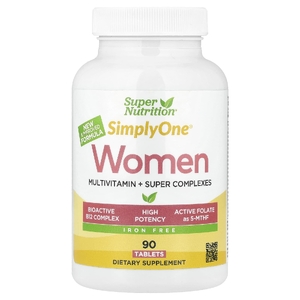 Super Nutrition, Simply One®, мультивитамины с суперкомплексами для женщин, без железа, 90 таблеток (Товар снят с продажи) 