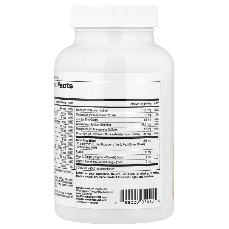 Super Nutrition, Simply One®, мультивитамины и поддерживающие травы для женщин старше 50 лет, вкус ягод, 90 жевательных таблеток