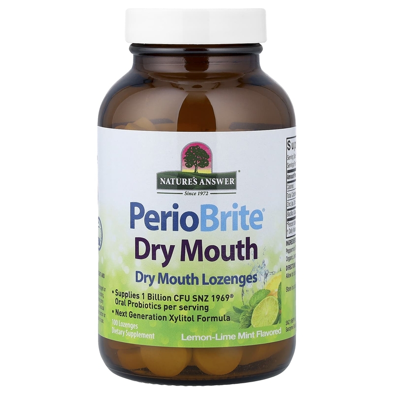 Nature's Answer, PerioBrite® пастилки для сухого рта, лимонно-лаймовая мята, 100 пастилок