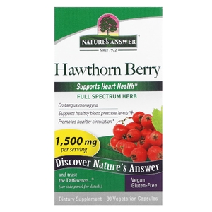 Nature's Answer, боярышник, 90 вегетарианских капсул (500 мг в 1 капсуле)