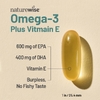NatureWise, омега-3 с витамином E, лимон, 180 капсул