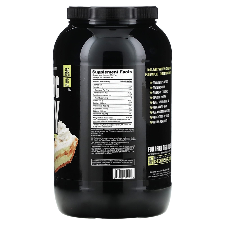 NutraBio, Classic Whey Protein, банановый кремовый пирог, 907 г (2 фунта) (Товар снят с продажи) 