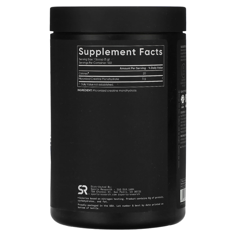 Sports Research, Моногидрат креатина, без добавок, 500 г (1,1 фунта)