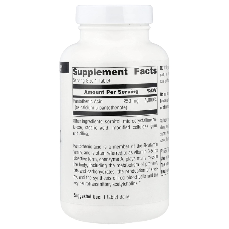 Source Naturals, пантотеновая кислота, 250 мг, 250 таблеток