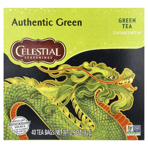 Celestial Seasonings, настоящий зеленый чай, 40 чайных пакетиков, 82 г (2,9 унции)