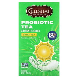 Celestial Seasonings, пробиотический зеленый чай, настоящий зеленый, 16 чайных пакетиков по 31 г (1,12 унции) (Товар снят с продажи) 