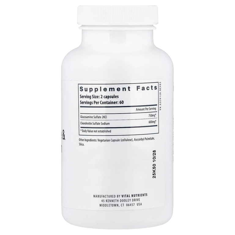 Vital Nutrients, глюкозамин и хондроитин, 120 капсул