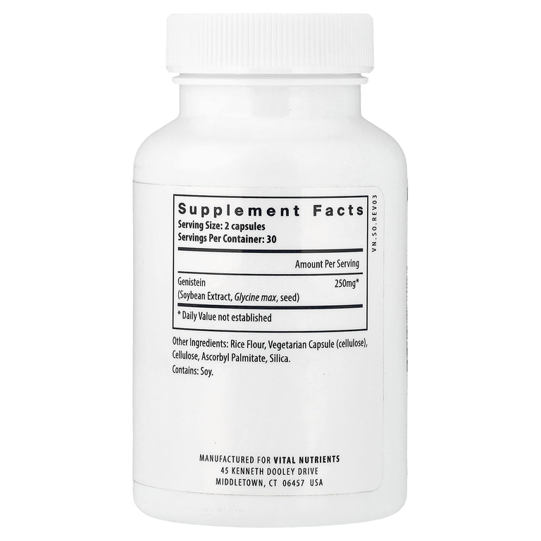 Vital Nutrients, генистеин, 60 веганских капсул (125 мг в 1 капсуле)