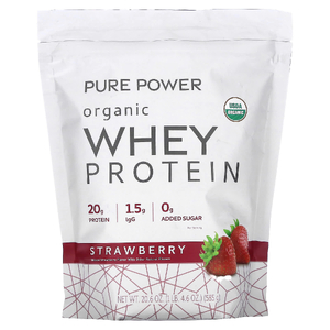 Dr. Mercola, Pure Power, органический сывороточный протеин, со вкусом клубники, 585 г (1 фунт, 4,6 унции) (Товар снят с продажи) 