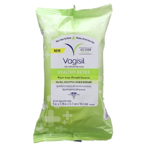 Vagisil, освежающие салфетки для ежедневного использования, для здоровой детоксикации, 20 одноразовых салфеток (Товар снят с продажи) 