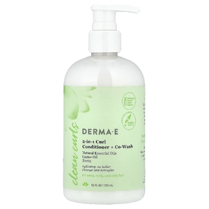 DERMA E, Ramos Clean Curls, 2 в 1, кондиционер для локонов и совместное мытье для локонов, для волнистых, вьющихся и кудрявых волос, 355 мл (12 жидк. унций)