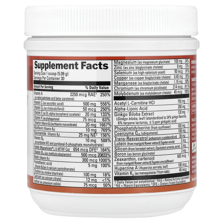 BrainMD, Bright Minds™ Memory Multi, со вкусом апельсина и манго, 152,7 г (5,39 унции)