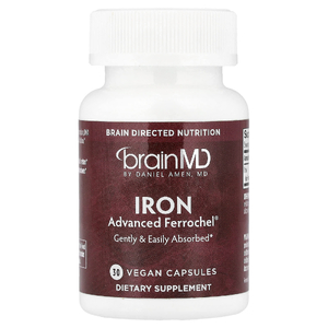 BrainMD, железо, 30 веганских капсул (25 мг в 1 капсуле)