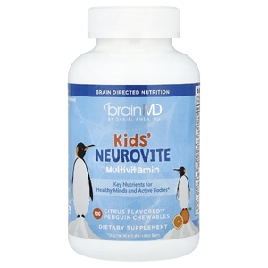BrainMD, Kids, мультивитамины Neurovite с цитрусом, 120 жевательных таблеток Penguin Chewable