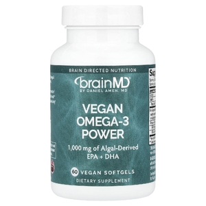 BrainMD, Vegan Omega-3 Power, 60 растительных капсул