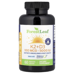 Forest Leaf, Витамины K2 и D3, 60 растительных капсул