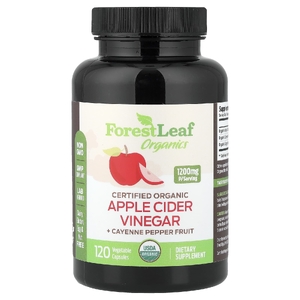 Forest Leaf, Organics, яблочный уксус + кайенский перец, 120 растительных капсул