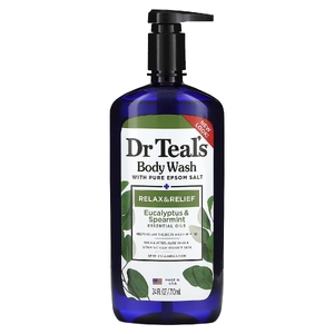 Dr. Teal's, гель для душа, с чистой английской солью, Relax & Relief, эвкалипт и мята, 710 мл (24 жидк. унции)