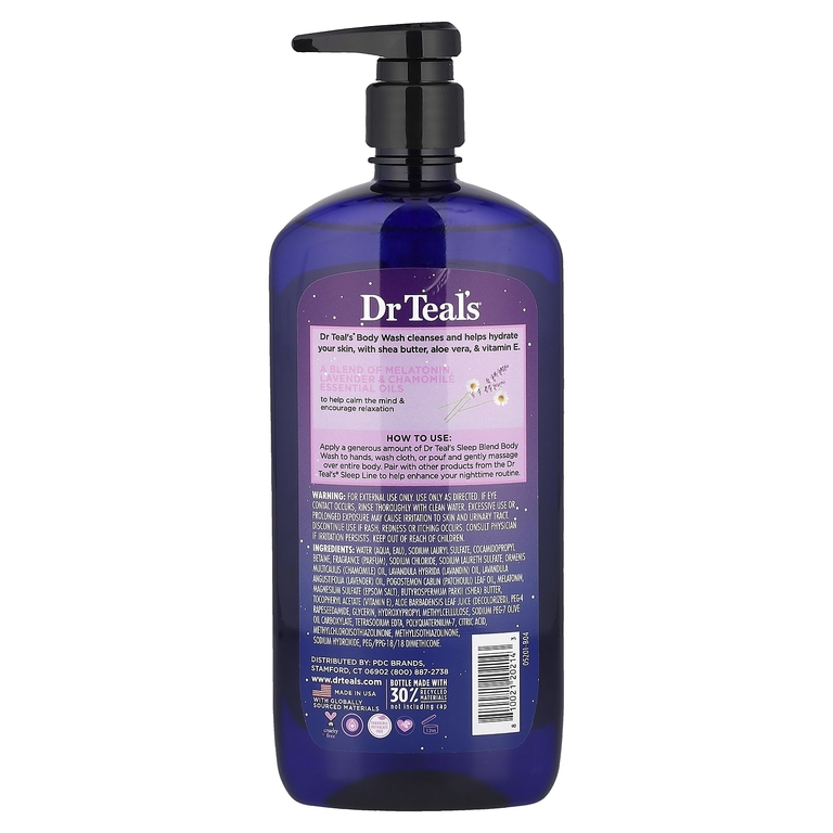 Dr. Teal's, Гель для душа с чистой английской солью, смесь для сна, 710 мл (24 жидк. унции)