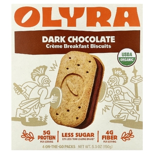 Olyra, печенье с кремом на завтрак, со вкусом темного шоколада, 4 упаковки On the Go, 150 г (5,3 унции)