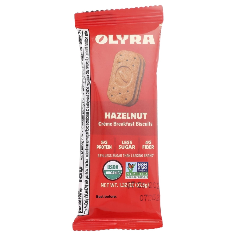 Olyra, печенье с кремом для завтрака, со вкусом фундука, 4 упаковки On the Go по 37,5 г (1,32 унции)