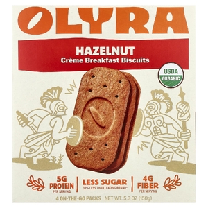 Olyra, печенье с кремом для завтрака, со вкусом фундука, 4 упаковки On the Go по 37,5 г (1,32 унции)