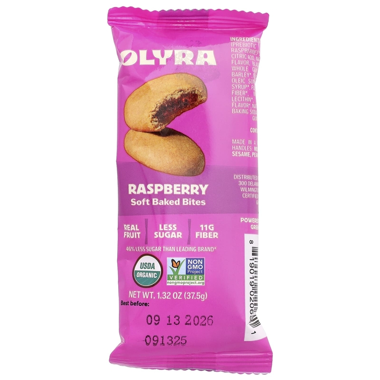 Olyra, Soft Baked Bites, со вкусом малины, 4 пакетика On the Go по 37,5 г (1,32 унции)