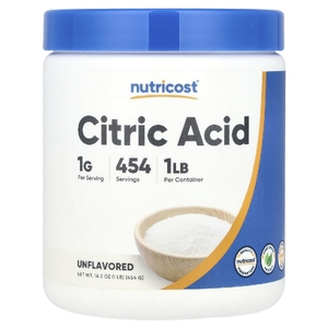 Nutricost, Лимонная кислота, без добавок, 454 г (16,2 унции)