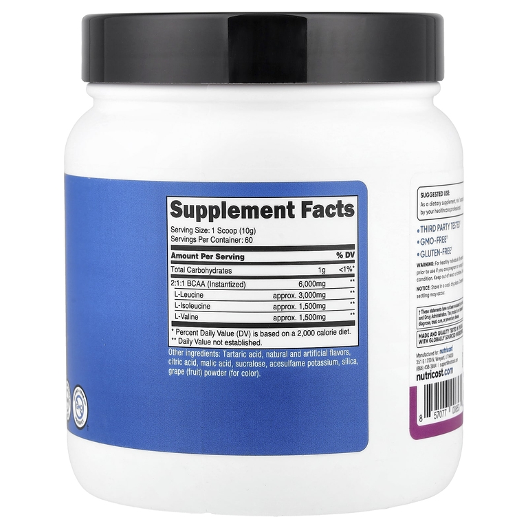 Nutricost, Performance, BCAA, со вкусом винограда, 600 г (1,3 фунта)