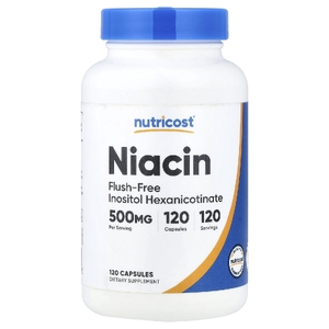 Nutricost, ниацин, не вызывающий приливов, 500 мг, 120 капсул