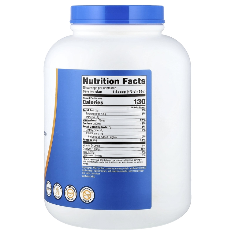 Nutricost, концентрат сывороточного протеина, со вкусом клубничного молочного коктейля, 2268 г (5 фунтов)