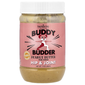 Bark Bistro, Buddy Budder, добавка для бедер и суставов, арахисовая паста для собак, клюква, 480 г (17 унций) (Товар снят с продажи) 