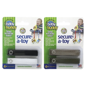 Baby Buddy, Secure-A-Toy, для детей от 4 месяцев, черный, белый и коричневый/оливковый, 4 ремешка (Товар снят с продажи) 