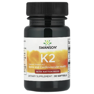 Swanson Vitamins, Витамин K2 с наттокиназой, 30 мягких капсул