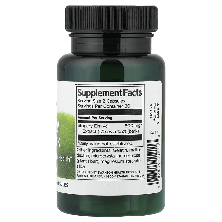 Swanson Vitamins, Кора вяза скользкого, 400 мг, 60 капсул