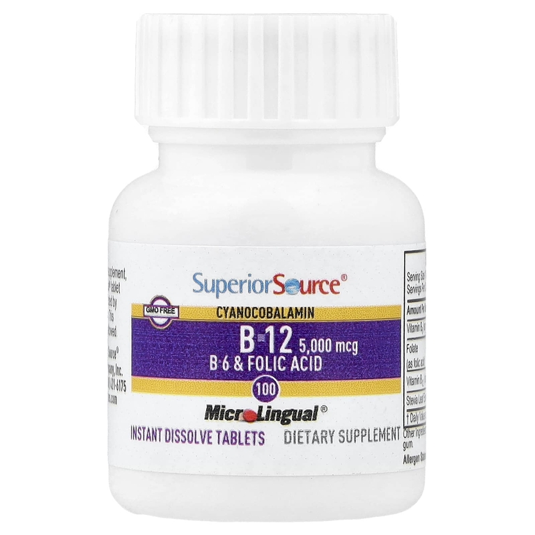 Superior Source, витамины B12, B6 и фолиевая кислота, 100 быстрорастворимых таблеток MicroLingual