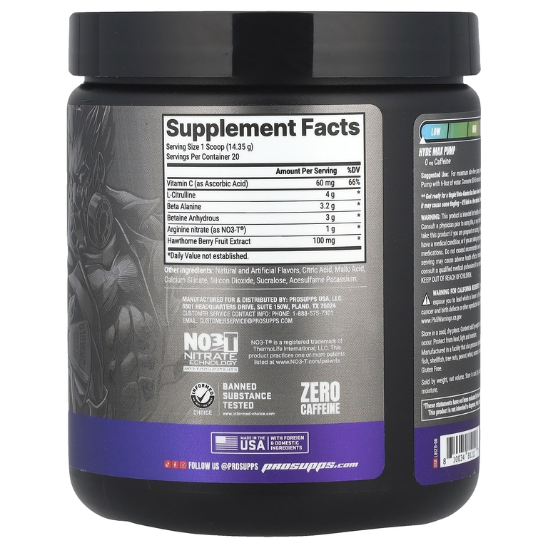 ProSupps, Hyde®, Max Pump, предтренировочный комплекс, синий Razz, 286,9 г (10,12 унции)