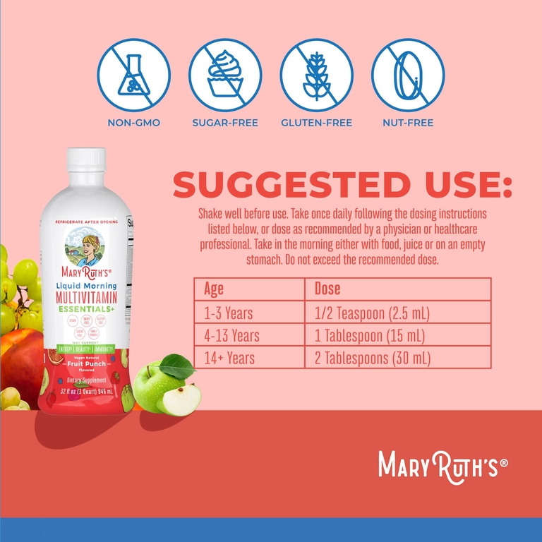 MaryRuth's, Liquid Morning Multivitamin Essentials+, фруктовый пунш, 946 мл (32 жидк. унции)