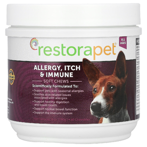 RestoraPet, жевательная таблетка от аллергии, зуда и иммунитета, для собак всех возрастов, 60 жевательных таблеток, 180 г (6 унций)