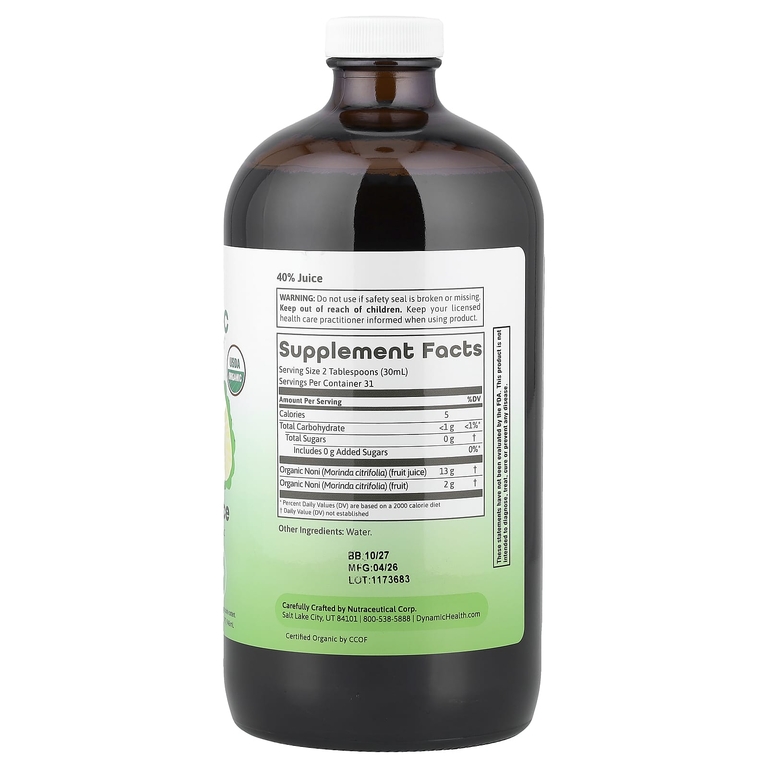 Dynamic Health, сертифицированный органический сок нони, 946 мл (32 жидк. унции)