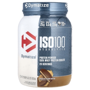 Dymatize, ISO100®, гидролизованный, 100% изолят сывороточного протеина, шоколад и арахисовое масло, 650 г (1,43 фунта)