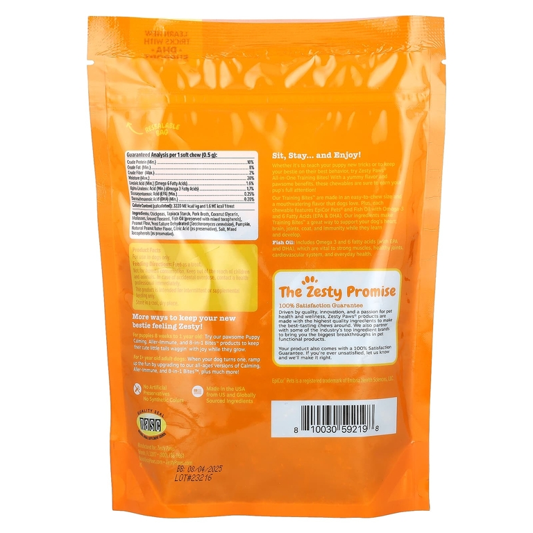 Zesty Paws, All-In-One Training Bites, комплекс для тренировок, для собак всех возрастов, арахисовое масло, 340 г (12 унций) (Товар снят с продажи) 