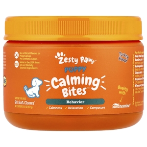 Zesty Paws, Puppy Calming Bites ™, для собак, индейка, 90 жевательных таблеток, 157 г (5,5 унции)