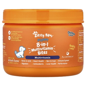 Zesty Paws, мультивитамины Bites, 8 в 1, для собак, щенки, курица, 90 жевательных таблеток, 157 г (5,5 унции)