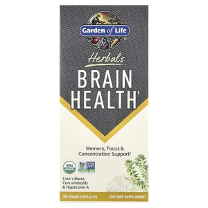 Garden of Life, Herbals, здоровье мозга, мята, 30 растительных капсул