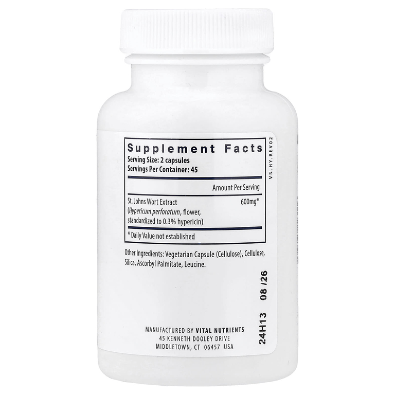 Vital Nutrients, зверобой, 90 веганских капсул (300 мг в 1 капсуле) (Товар снят с продажи) 