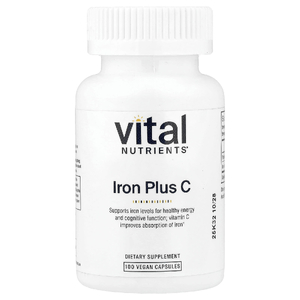 Vital Nutrients, Iron Plus C, 100 веганских капсул